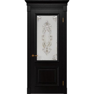 Межкомнатная дверь массив дуба Alvero Екатерина венге остеклённая