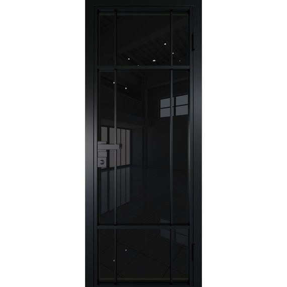 Межкомнатная алюминиевая дверь 8AG чёрная матовая RAL 9005 остеклённая