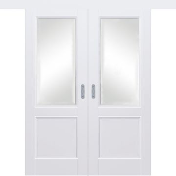 Раздвижная двустворчатая дверь Кобальт 33 аляска остеклённая