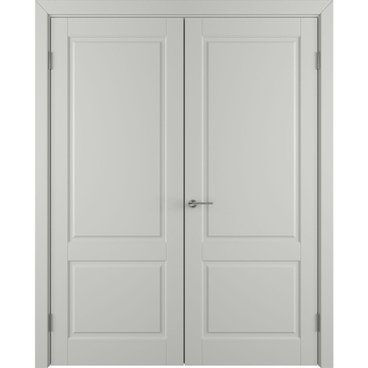 Двухстворчатая распашная дверь Патриция светло-серая эмаль глухая