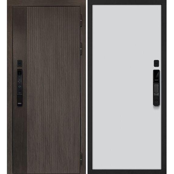 Входная дверь Вертикаль смарт дымчатый камень дуб морёный панель гладкая агат