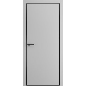 Межкомнатная дверь ПЭТ Премьер серый алюминиевая чёрная кромка