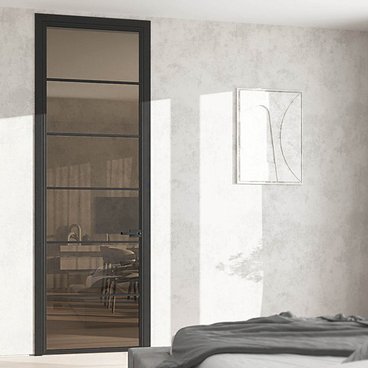 Межкомнатная алюминиевая дверь Loft-S 7 стекло прозрачное бронзовое