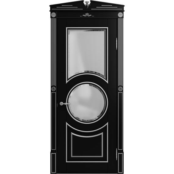 Межкомнатная дверь массив бука Viporte Лацио Амбиенте нуар патина серебро остекление 2