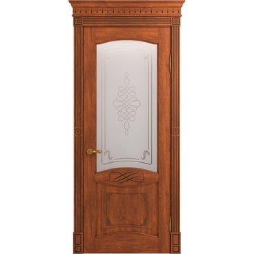 Межкомнатная дверь массив дуба Viporte Венеция Декор коньяк патина шоколад остеклённая