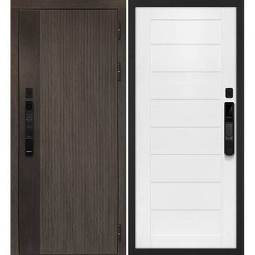 Входная дверь Вертикаль смарт дымчатый камень дуб морёный панель сборная
