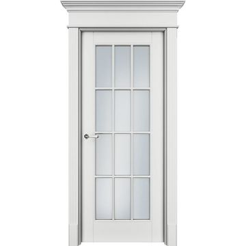 Межкомнатная дверь эмаль Ofram Оксфорд белая остеклённая