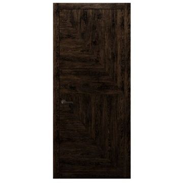 Межкомнатная дверь массив дуба Alvero Флэт-VI орех чëрный глухая