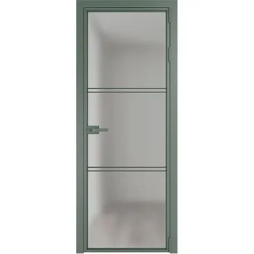 Алюминиевая межкомнатная дверь 3AX зелёный воск остеклённая