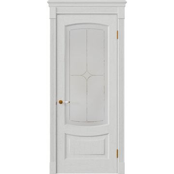 Межкомнатная дверь массив дуба Alvero Алина бьянко остеклённая