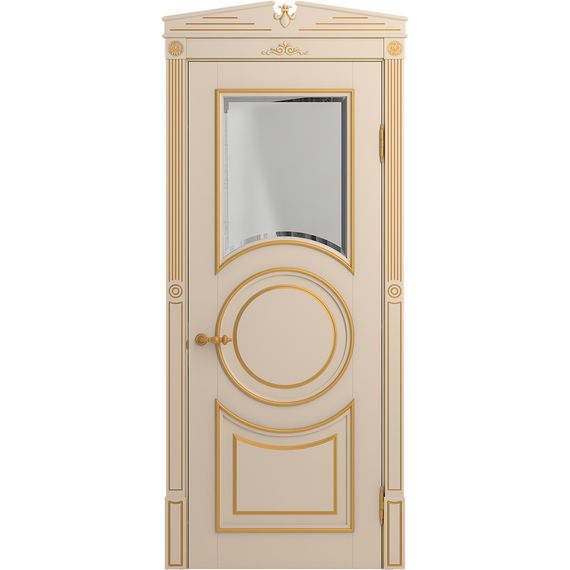 Межкомнатная дверь массив бука Viporte Лацио Амбиенте ваниль патина золото остекление 1