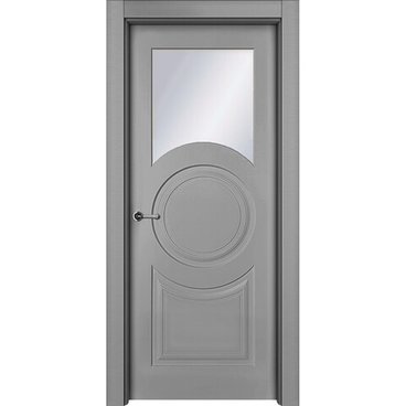 Межкомнатная дверь эмаль Метро серая остеклённая