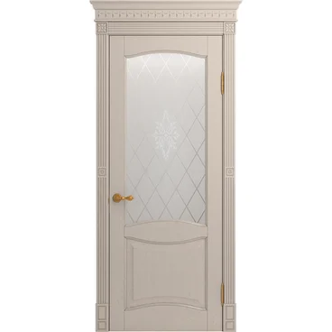 Межкомнатная дверь массив дуба Viporte Классика 2 прованс глянец остеклённая