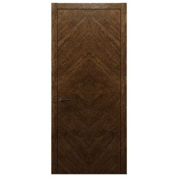 Межкомнатная дверь массив дуба Alvero Флэт-I орех золотой глухая