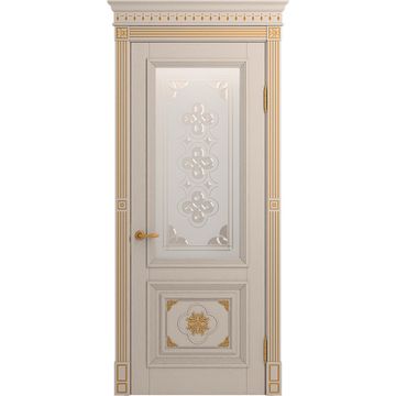 Межкомнатная дверь массив дуба Viporte Монако прованс патина золото остеклённая