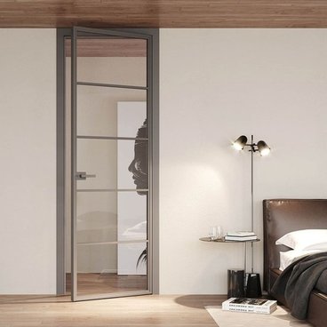 Межкомнатная алюминиевая дверь Loft-S 6 стекло прозрачное бесцветное