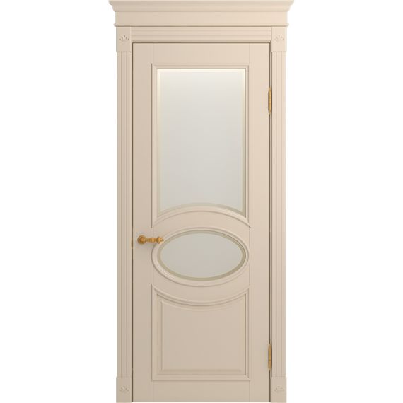 Межкомнатная дверь массив бука Viporte Лацио ваниль остеклённая