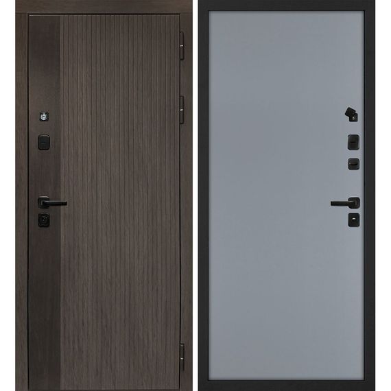 Входная дверь Вертикаль дымчатый камень дуб морёный панель гладкая серая