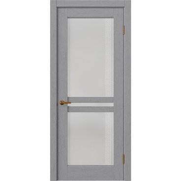 Межкомнатная дверь массив дуба селект Alvero Афина серый жемчуг остеклённая