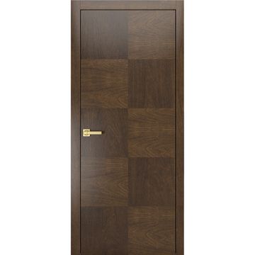 Межкомнатная дверь разнонаправленный шпон Milyana Next-5 дуб виски глухая