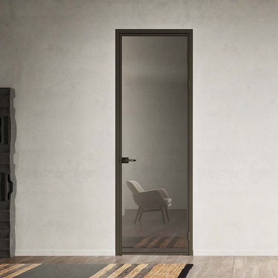 Межкомнатная алюминиевая дверь Loft 1 стекло прозрачное бронзовое