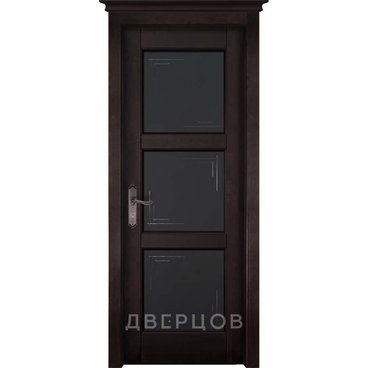 Межкомнатная дверь массив ольхи ОКА Турин венге остеклённая