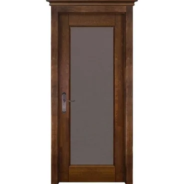 Межкомнатная дверь массив ольхи ОКА M4 античный орех остеклённая