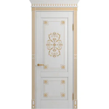 Межкомнатная дверь массив дуба Флоренция Декор аворио патина золото глухая