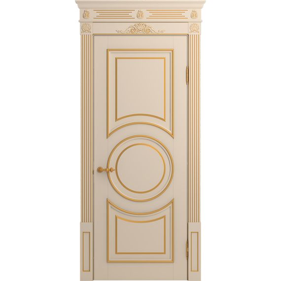 Межкомнатная дверь массив бука Viporte Лацио Амбиенте ваниль патина золото глухая