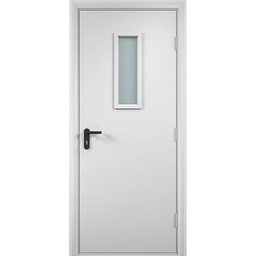 Дверь противопожарная деревянная ПВХ EI30 белая со стеклом