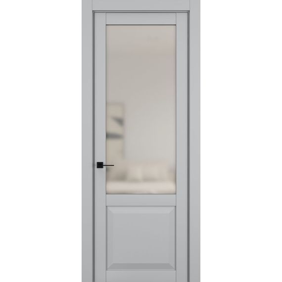 Фото межкомнатной двери керамик NC 4 шеллак серый остеклённая