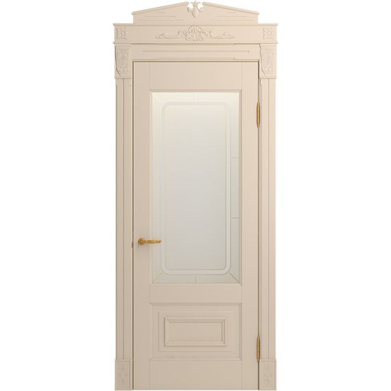 Межкомнатная дверь массив бука Viporte Неаполь ваниль остеклённая