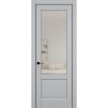 Межкомнатная дверь керамик SC 4 шеллак серый остеклённая