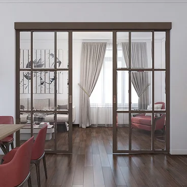 Раздвижная алюминиевая перегородка со стеклом с фацетом