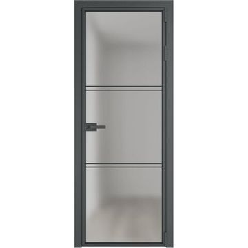 Алюминиевая межкомнатная дверь 3AХ серая ночь остеклённая