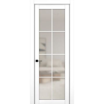 Межкомнатная дверь керамик NC 5 снежный остеклённая