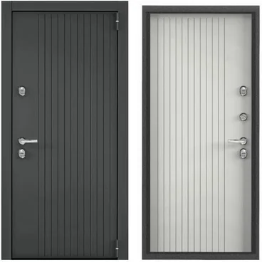 Входная стальная дверь Torex Snegir PRO PP ЛКП графит S60-L1 ПВХ бьянко S60-L1