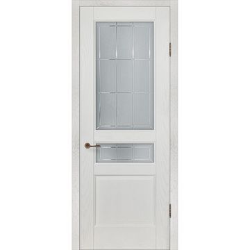 Межкомнатная дверь шпон Прованс 9 белый ясень со стеклом