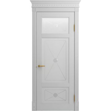 Межкомнатная дверь массив дуба селект Viporte Марсель 4 бьянко чиаро остеклённая