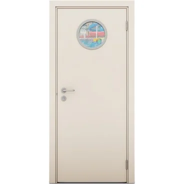 Влагостойкая дверь крем матовый с иллюминатором