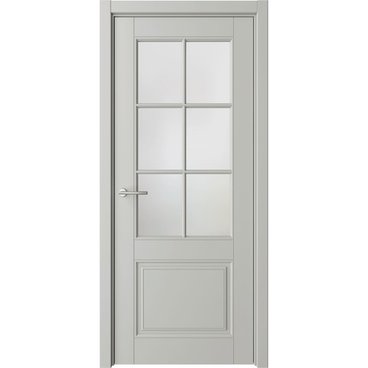 Межкомнатная дверь эмаль Классика 4 серая остеклённая