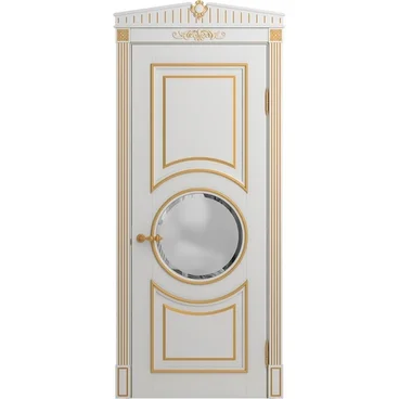 Межкомнатная дверь массив бука Лацио Амбиенте белая эмаль патина золото остекление 4