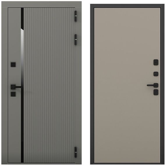Входная дверь Пиано S антрацит силк панель гладкая варм грей