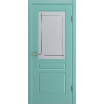 Межкомнатная дверь Бриз бирюзовая эмаль RAL 6027 со стеклом