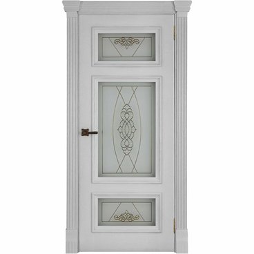 Межкомнатная дверь шпон Мадрид дуб перла со стеклом