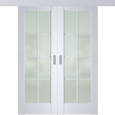 Раздвижная двустворчатая дверь Кобальт 22 магнолия остеклённая