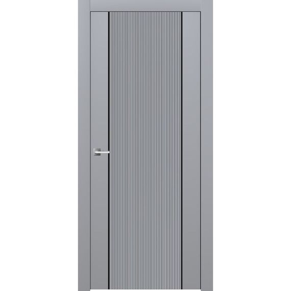 Межкомнатная дверь эмаль Ofram Линнея 3 серая с молдингом глухая