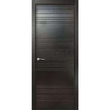 Межкомнатная дверь чередование шпон/эмаль Milyana ID E неро глухая