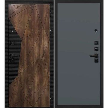 Входная дверь Лофт-2 дуб коньяк патина чёрный кварц панель гладкая