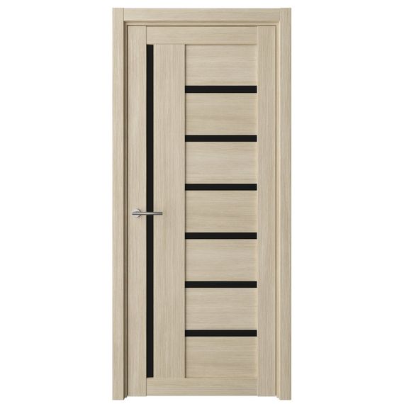 Фото двери Мадрид эко-шпон лиственница мокко стекло чёрное